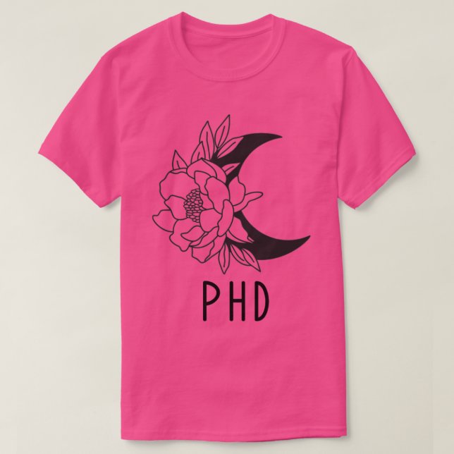 T-shirt Phd boho croissant lune avec design rose (Design devant)