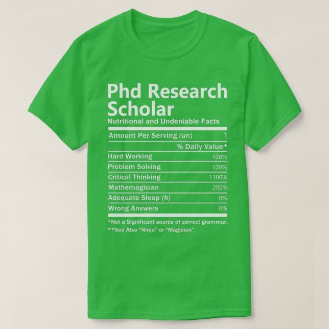 T-shirt Phd Research Scholar Nutrition Factors Job Gift It (Design devant)