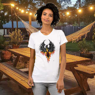 T-shirt Phénix Ardente Oiseau de Feu Tribal Noir Flammes