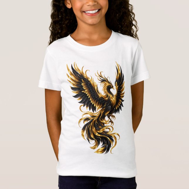 T-Shirt Phénix Noir & Or – Renaissance & Puissance de Luxe (Devant)