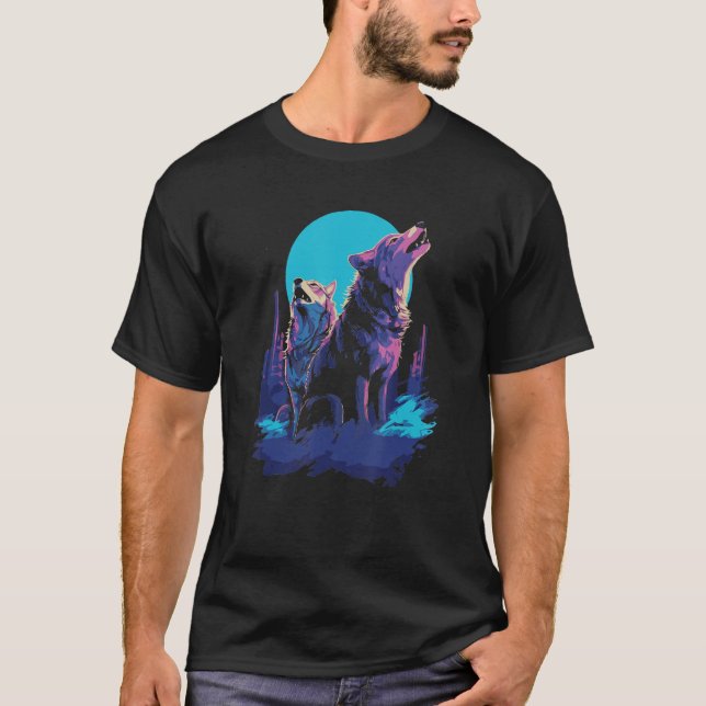 T-shirt Phenomenal Howling Wolf Pack Rétro Awesomen (Devant)
