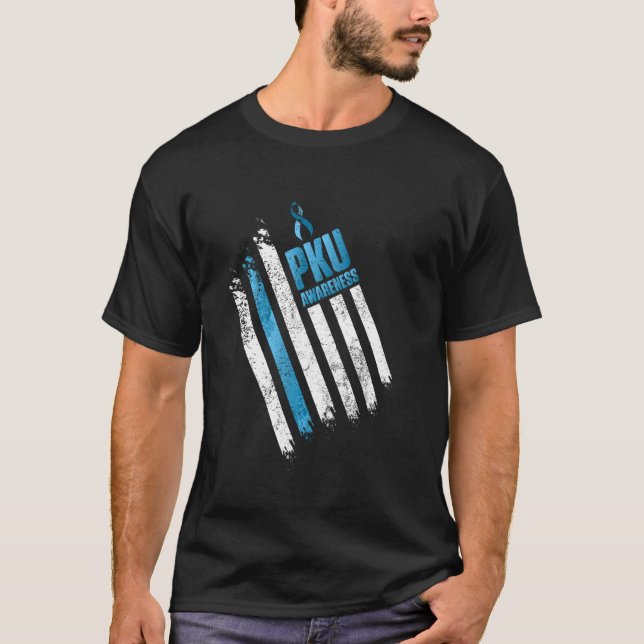 T-shirt Phenylcétonuria Pku Strong Warrior Us Drapeaux Pri (Devant)