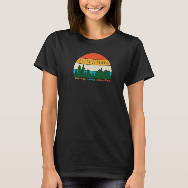 T-shirt Philadelphia Cityscape Sunset Old City Philly Neig (Devant)