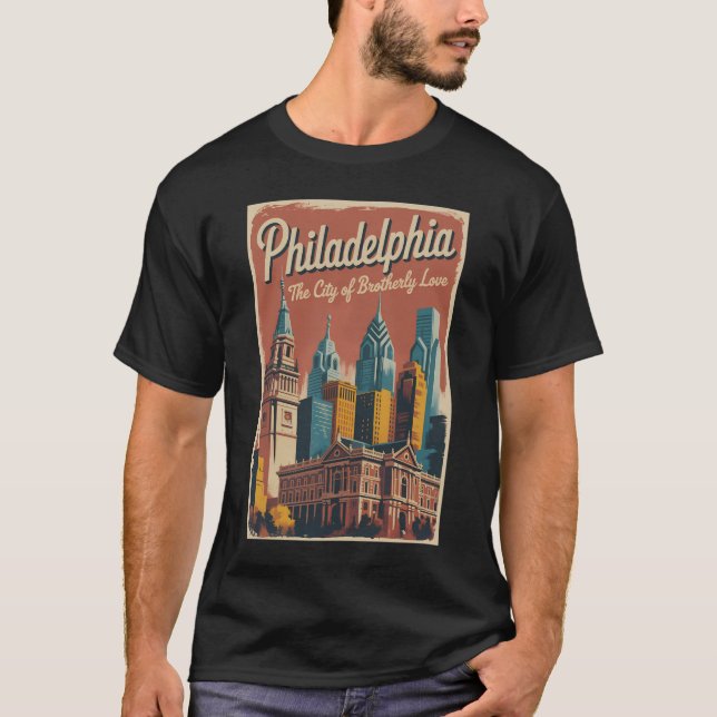 T-shirt Philadelphia Pennsylvania Illustration Travel Art (Devant)