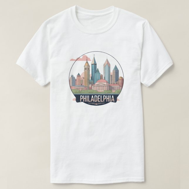 T-shirt Philadelphie City Pennsylvanie USA skyline (Design devant)