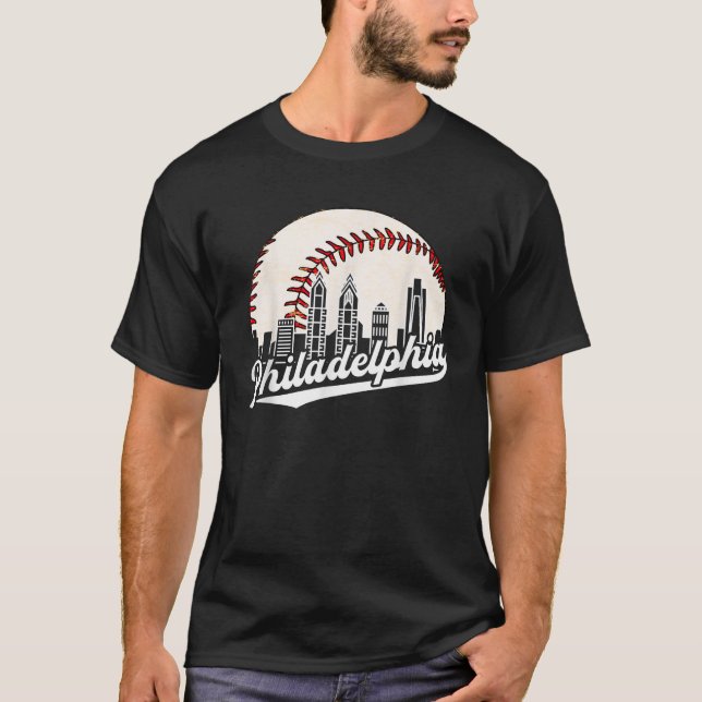 T-shirt Philadelphie Skyline Philly Cityscape Baseball Ret (Devant)