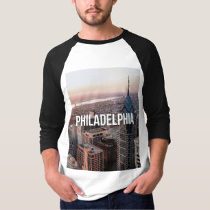T-shirt Philadelphie Skyline Vue aérienne Typographie Urba