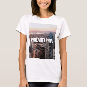 T-shirt Philadelphie Skyline Vue aérienne Typographie Urba