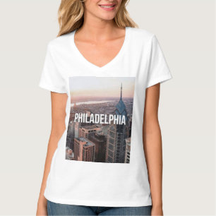 T-shirt Philadelphie Skyline Vue aérienne Typographie Urba