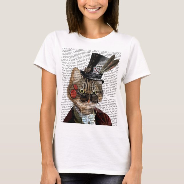 T-shirt Phileas Feline Steampunk Chat et chapeau supérieur (Devant)