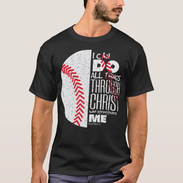 T-shirt Philippians 4 13 Christian Baseball Funny Bible (Devant)