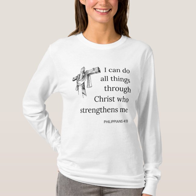 T-shirt Philippiens 4:13 Bible Scripture KJV Citation Femm (Devant)