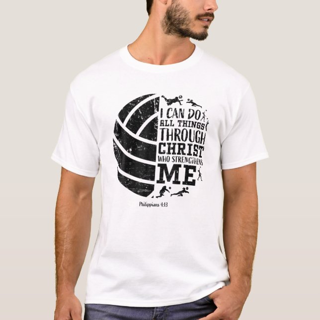 T-shirt Philippiens 4:13 Cadeaux de volleyball Ados filles (Devant)