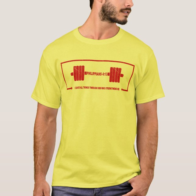T-shirt Philippiens 4:13 Christian Barbell Force (Devant)