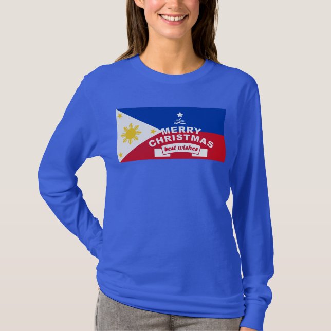 T-shirt Philippine Flag Christmas : Joyeux Noël & Meilleur (Devant)