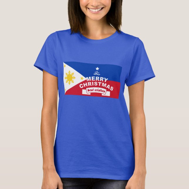 T-shirt Philippine Flag Christmas : Joyeux Noël & Meilleur (Devant)