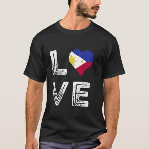 T-shirt Philippines Drapeau Amour Coeur Filipino Roots Her