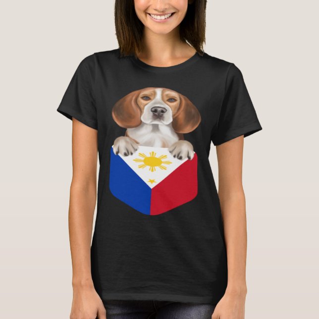 T-shirt Philippines Drapeau Chien Beagle Dans La Poche (Devant)