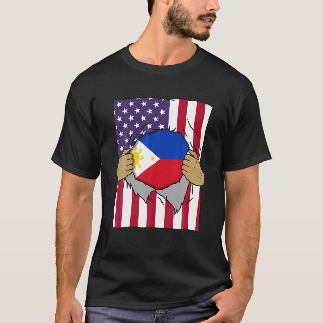 T-shirt Philippines Drapeau intérieur de moi Accueil Fiert (Devant)