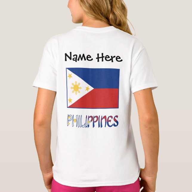 T-shirt Philippines et drapeau philippin et votre nom (Dos)