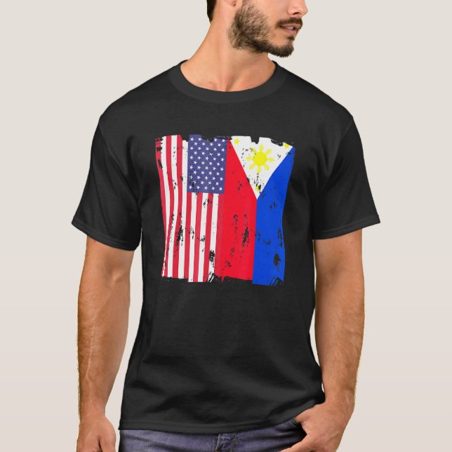 T-shirt Philippines États-Unis Drapeau philippin American  (Devant)