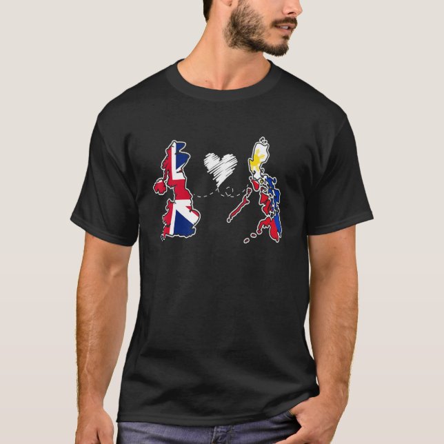 T-shirt Philippines Fier Filipin Fille drapeau UK Angleter (Devant)