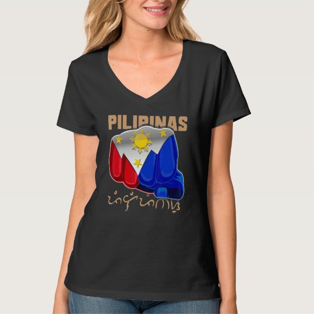 T-shirt Philippines Pilipinas Baybayin Drapeau philippin B (Devant)