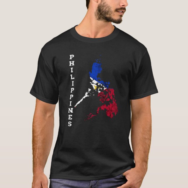 T-shirt Philippines Pilipinas Carte Philippine Sun Philipp (Devant)
