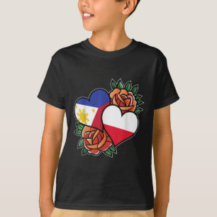 T-shirt Philippines Pologne Drapeau Coeur mi-philippin mi-