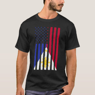 T-shirt Philippines Roots Usa Drapeau Héritage Moitié Phil