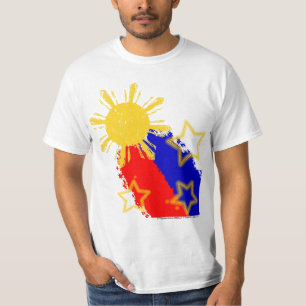 T-shirt Philippines tirant le drapeau de Sun et de débuts