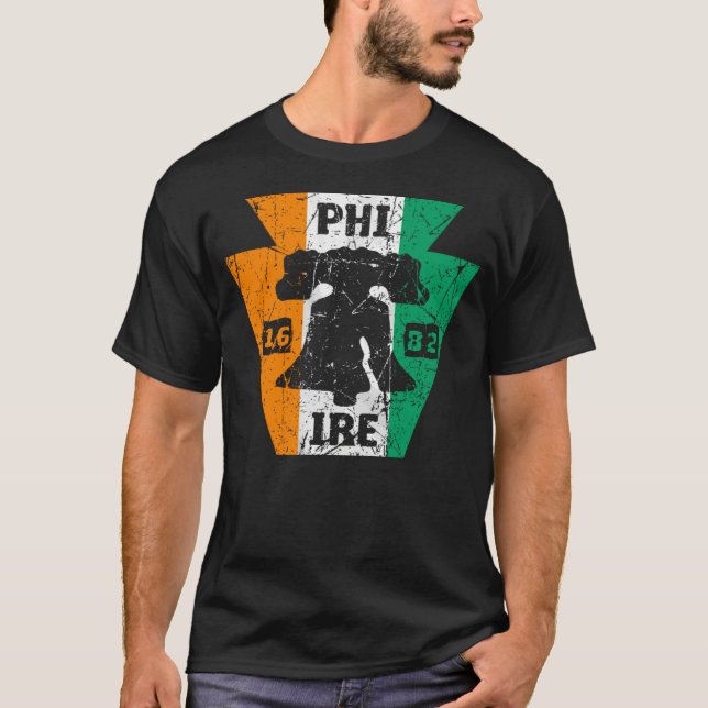 T-SHIRT PHILLY FAN IRISH FLAG IRE LIBERTY BELL PHILADELPHI (Devant)
