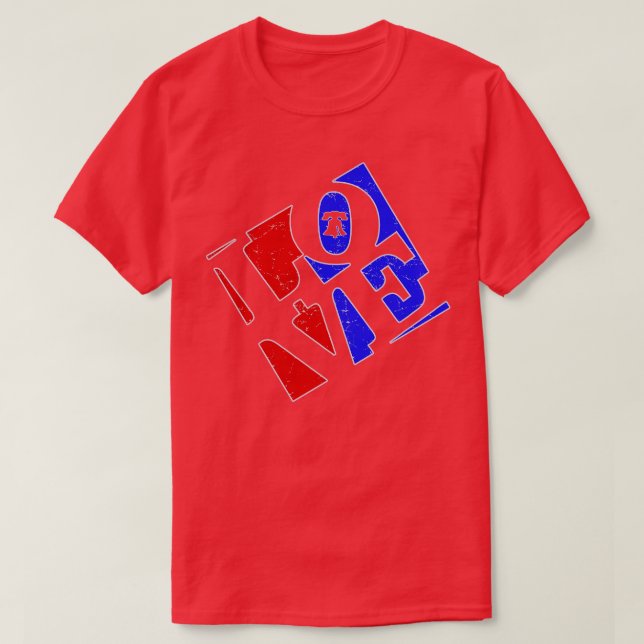 T-shirt Philly Love Red White et Blue Liberty Bell Philad (Design devant)
