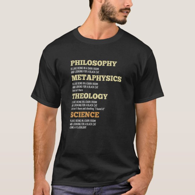 T-shirt Philosophie Métaphysique Heologie Science Chat noi (Devant)