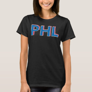 T-shirt PHL Philadelphie Lettres d'abréviation en bleu rou