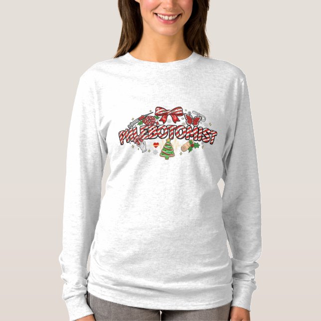 T-shirt Phlebotomist Christmas Long Sleeve (Devant)