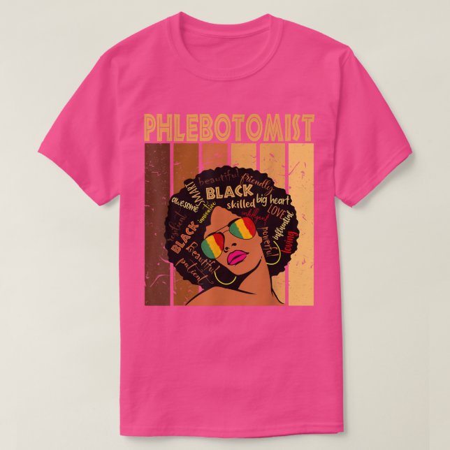 T-shirt Phlebotomiste Afro-Africain-Américain Femmes Noir  (Design devant)
