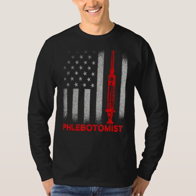 T-shirt Phlebotomiste Drapeau de l'aiguille Technicien en  (Devant)