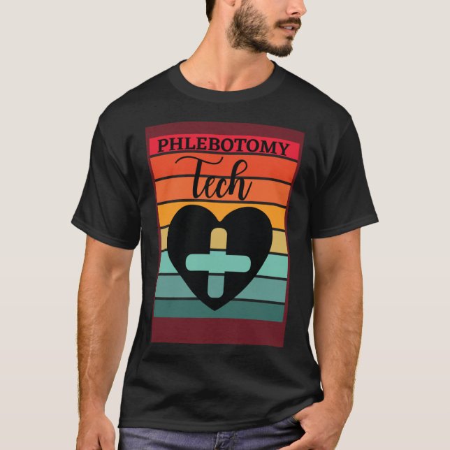 T-shirt Phlebotomiste du coeur rétro Technicienne de la ph (Devant)