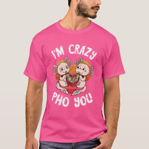 T-shirt Pho Bowl Axolotl Retro Heart Je suis fou Pho Noodl