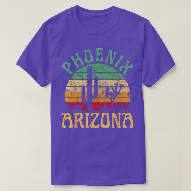 T-shirt Phoenix Arizona Desert Cactus Retro Sunset Outdoor (Design devant)
