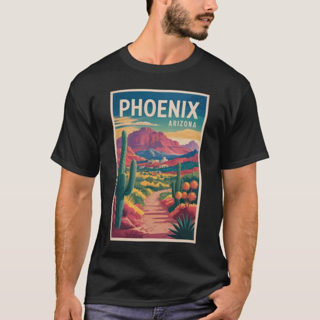 T-shirt Phoenix Arizona Illustration Travel Art Vintage (Devant)