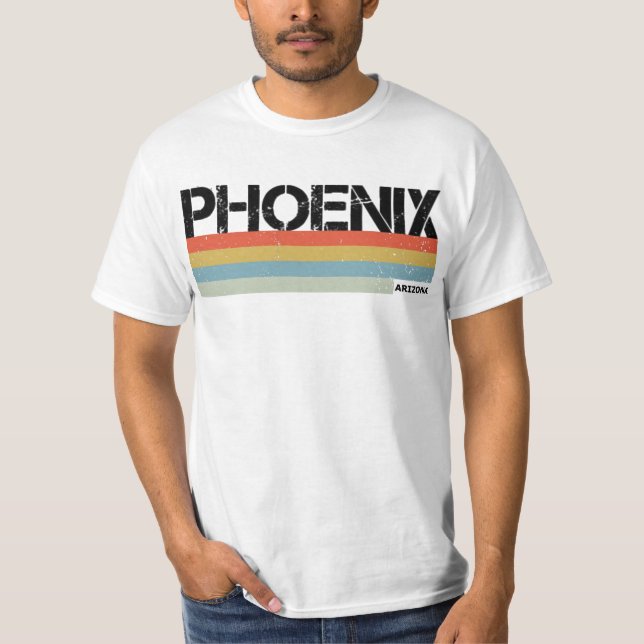 T-shirt Phoenix City Vintage Retro 80's Stripes (Devant)