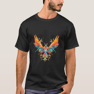 T-shirt Phoenix en feu coloré oiseau ailes ouvertes renais