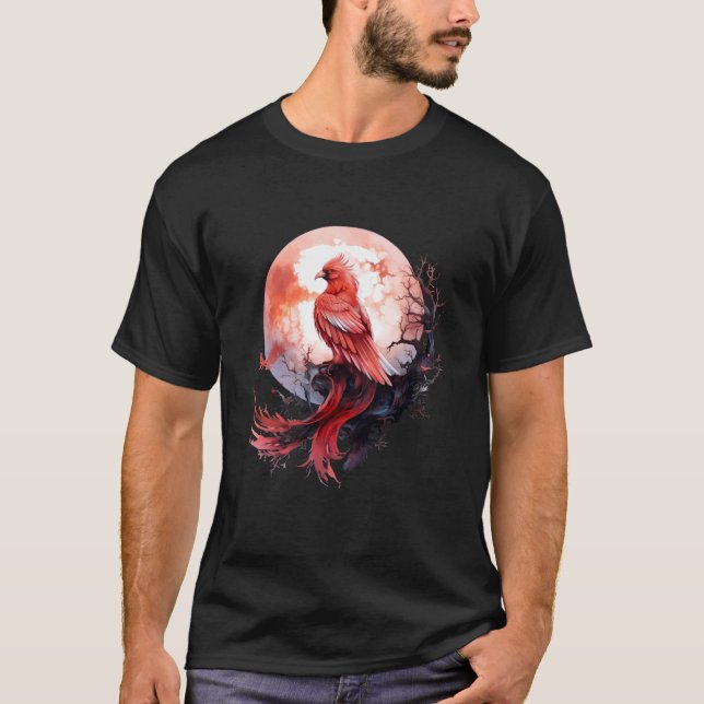 T-shirt Phoenix Fire Phoenix Bird Moon Sakura Tree Mythica (Devant)