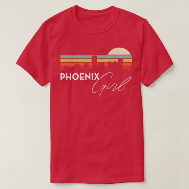 T-shirt Phoenix Girl Retro Sunset City Skyline Souvenir (Design devant)