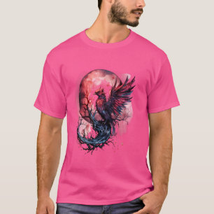 T-shirt Phoenix Moon Fire Phoenix Bird Sakura Tree Mythica