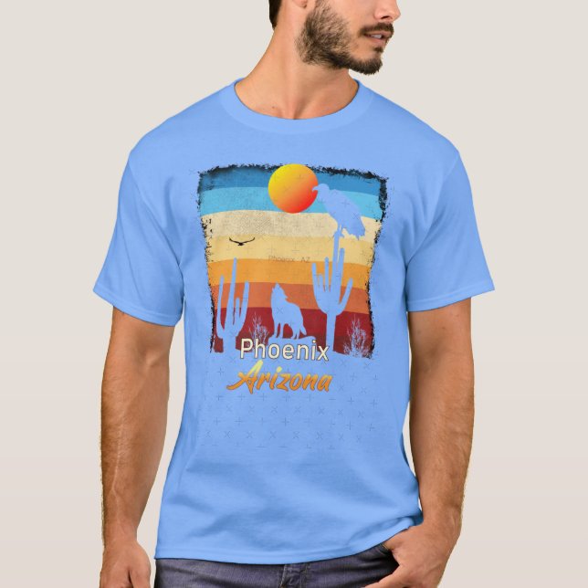 T-shirt Phoenix New Arizona AZ Sunset Coyote Vulture Cactu (Devant)