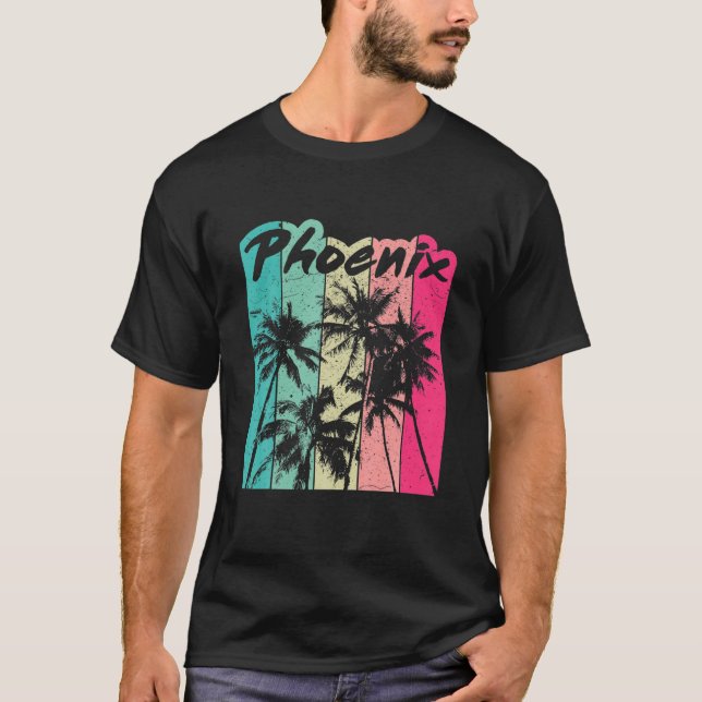 T-shirt Phoenix | Palmiers Rétro Des Années 80 Phoenix Vac (Devant)