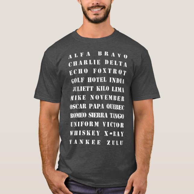 T-shirt Phonetic Military Alphabet Graphic (Devant)